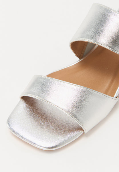 Anna Field Heeled Mules - Silver Coloured