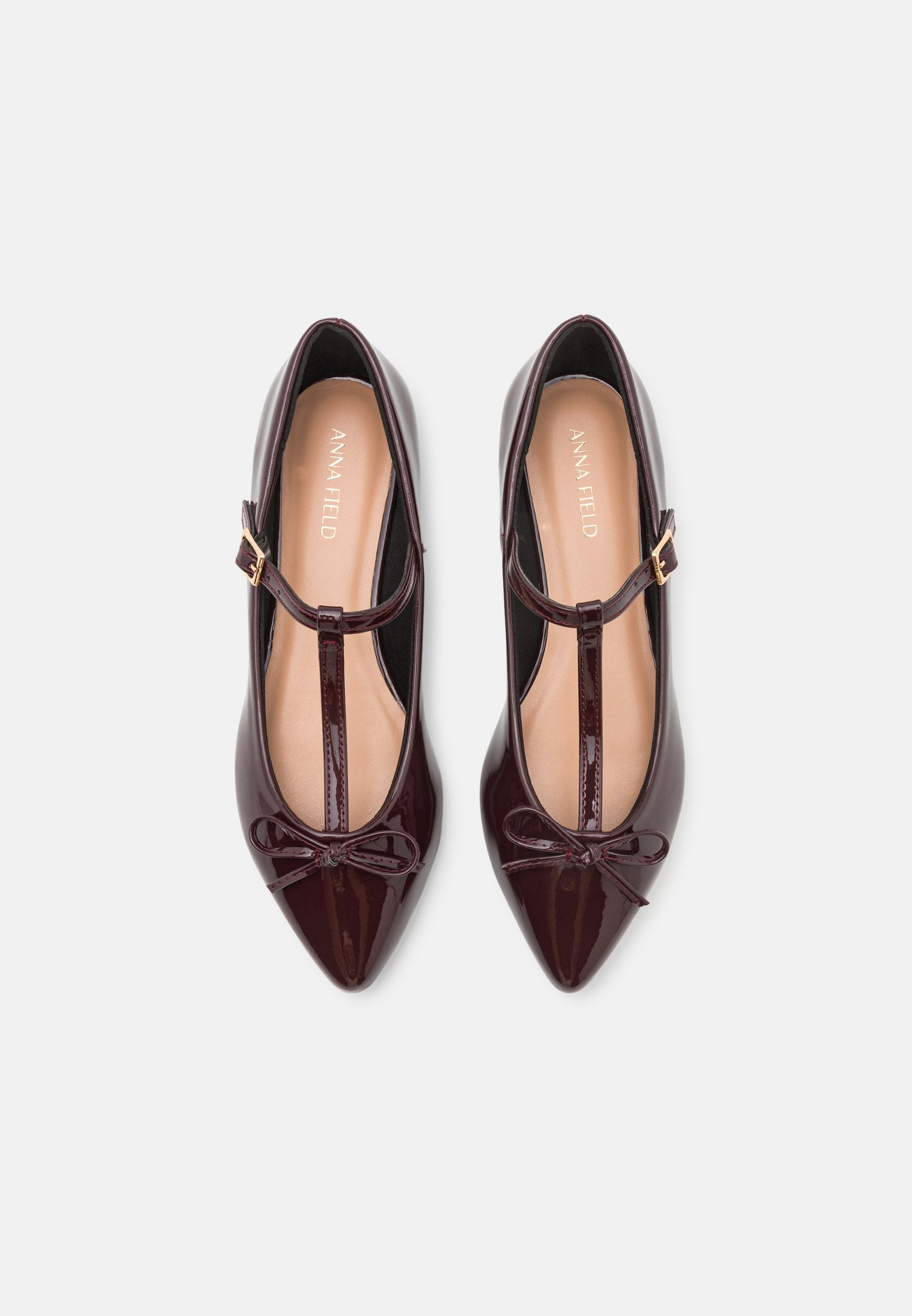  Ankle Strap Ballet Pumps - Dark Red
