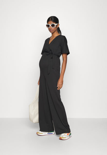  Short Sleeve Wrap Jumpsuit - Jumpsuit - Black