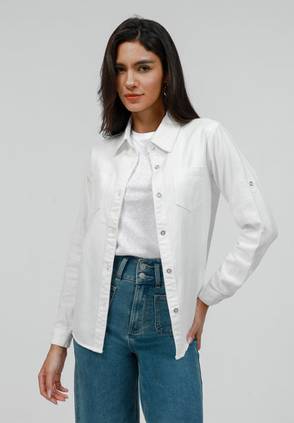 Anna Field Button-down Blouse - Off-white Wash