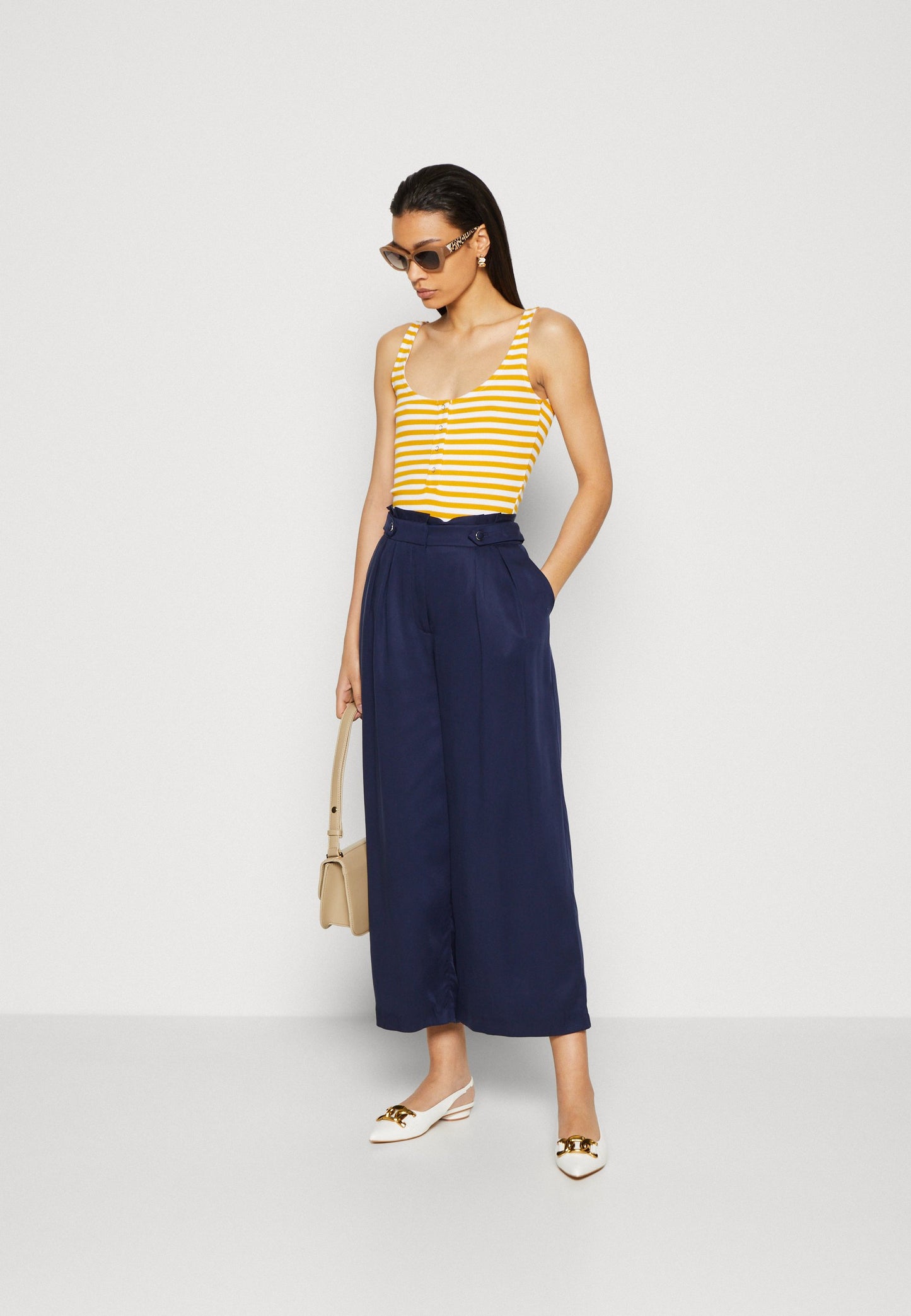 Anna Field Top - White/Yellow