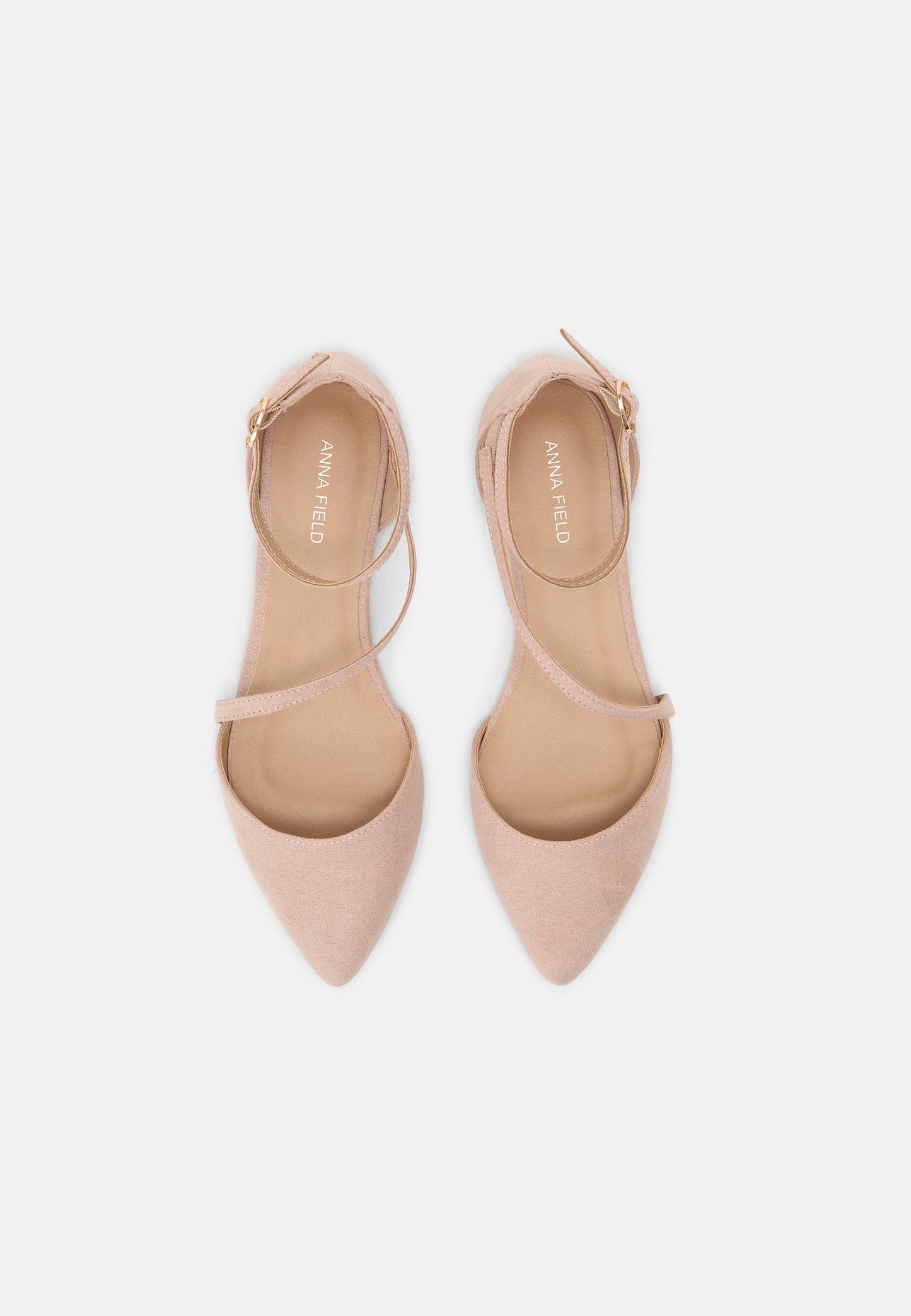  Ankle Strap Ballet Pumps - Light Pink