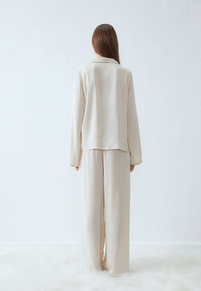 Anna Field HAMMERED SATIN SET - Pyjama Set - Stone