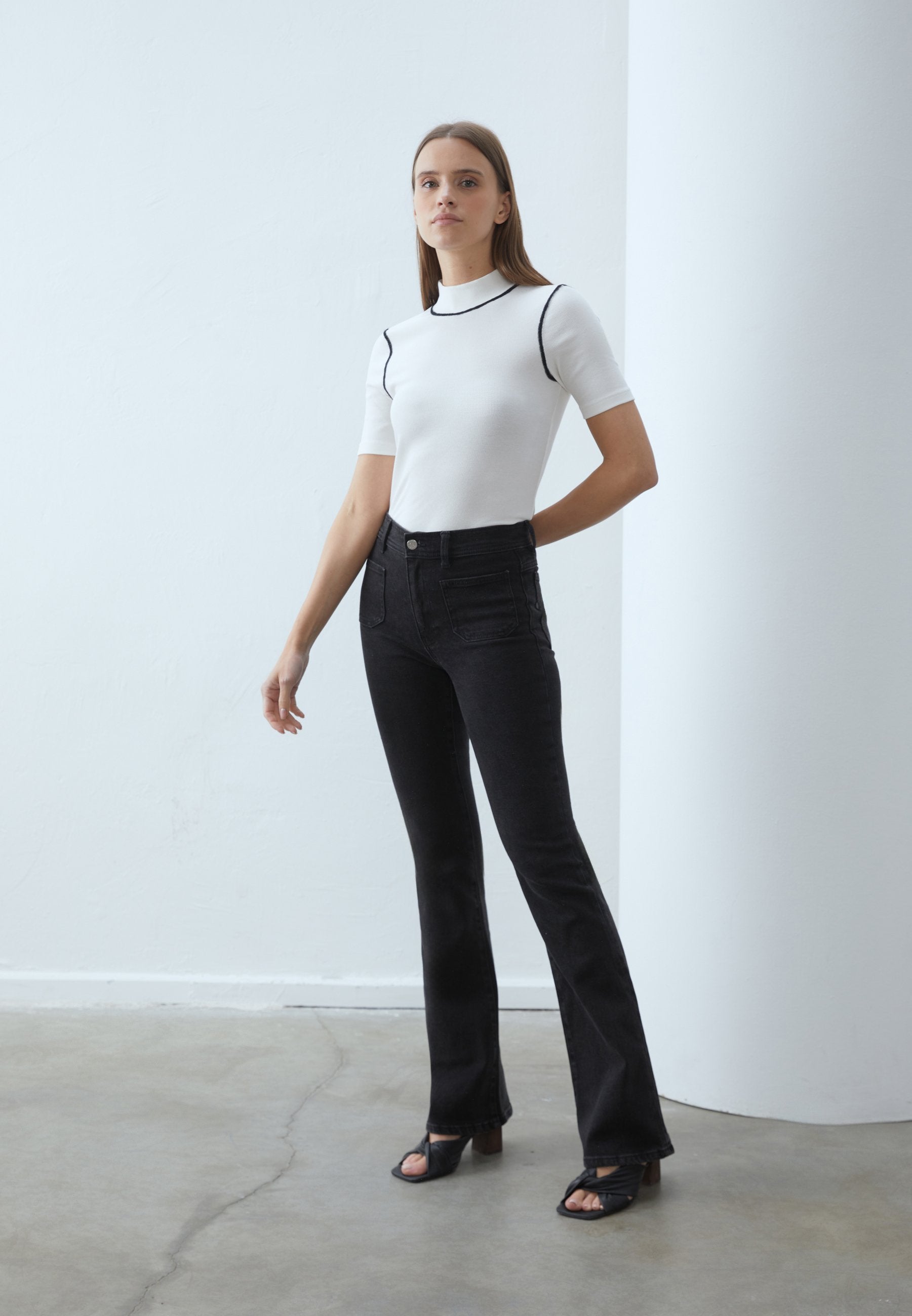 Anna Field 2 PACK - Basic T-shirt - Off-white/black