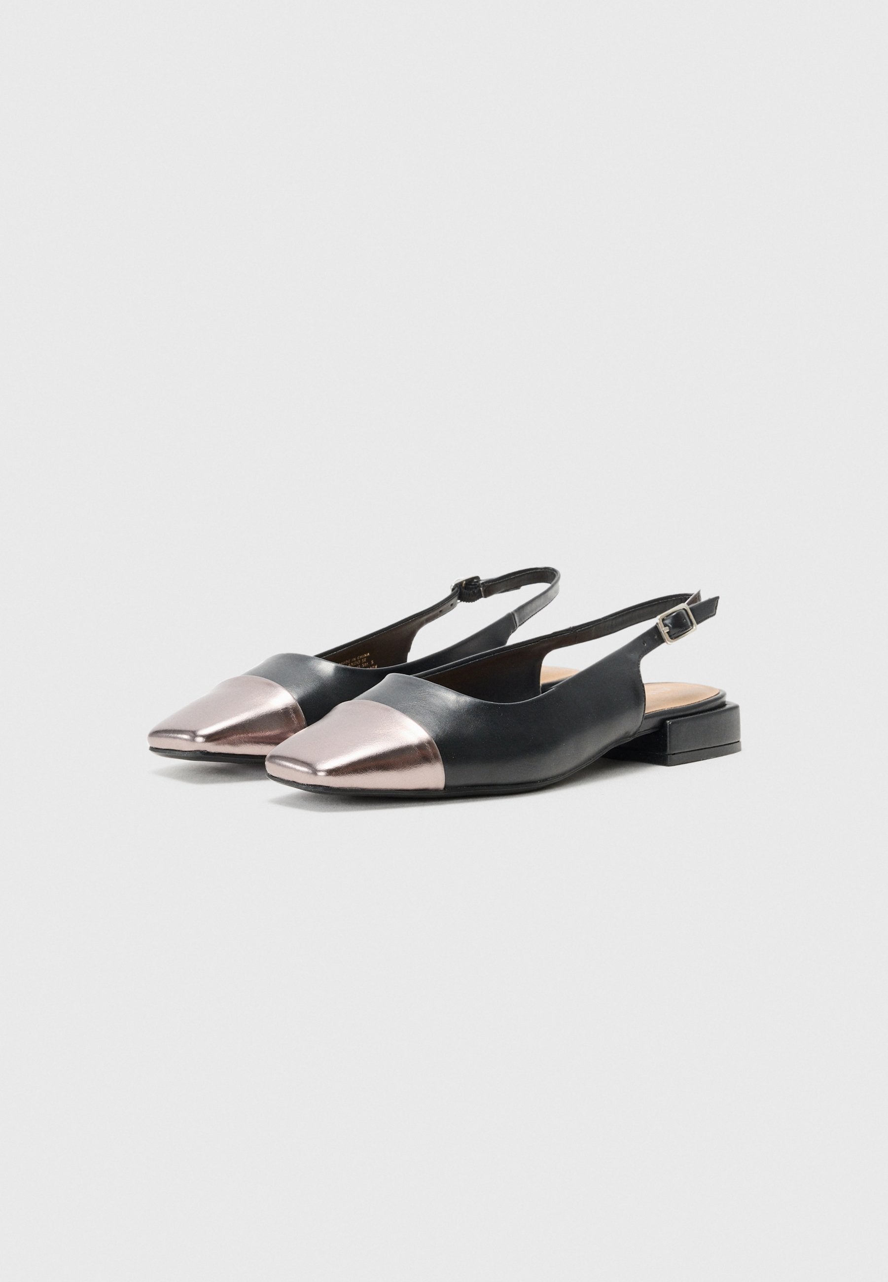  Slingback Ballet Pumps - Black Gunmetal