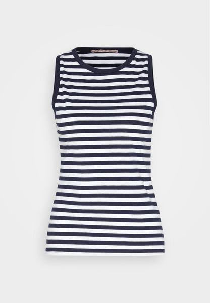 Anna Field Top - Dark Blue/White
